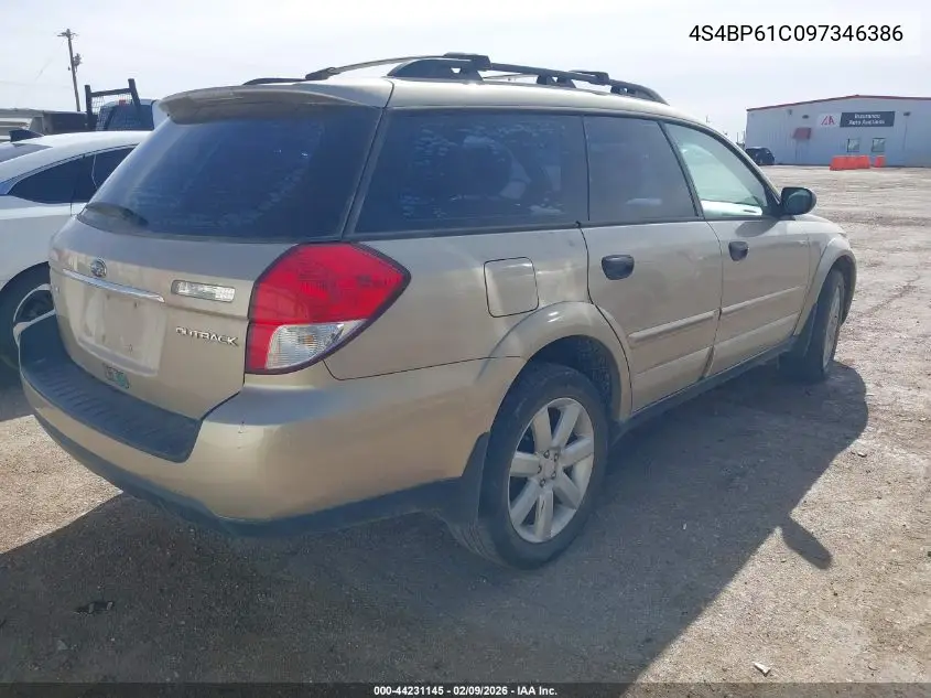 4S4BP61C097346386 2009 Subaru Outback 2.5I