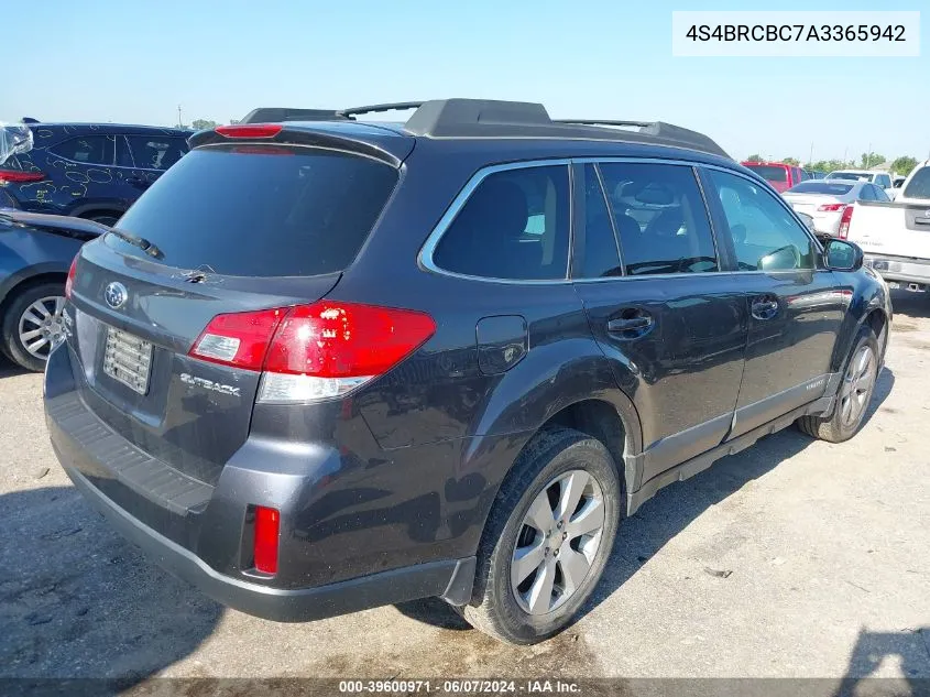 2010 Subaru Outback 2.5I Premium VIN: 4S4BRCBC7A3365942 Lot: 39600971