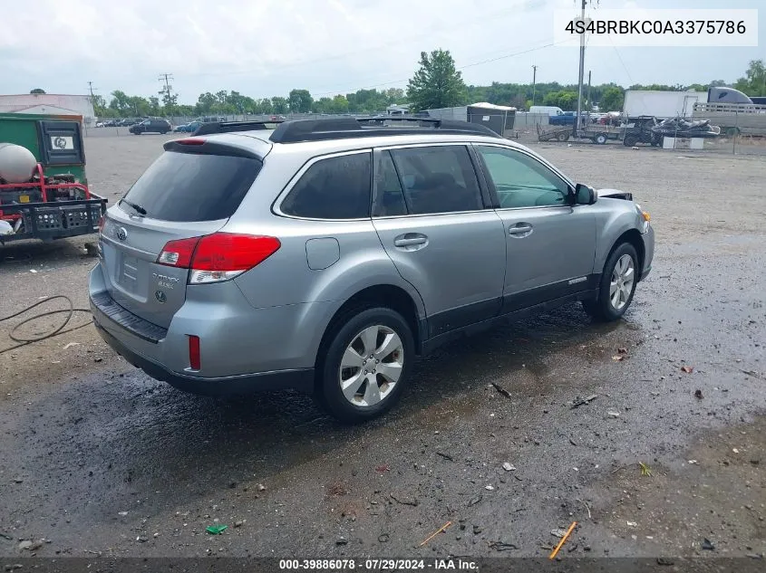 2010 Subaru Outback 2.5I Limited VIN: 4S4BRBKC0A3375786 Lot: 39886078