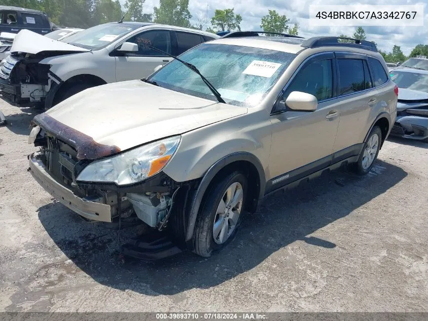 2010 Subaru Outback 2.5I Limited VIN: 4S4BRBKC7A3342767 Lot: 39893710