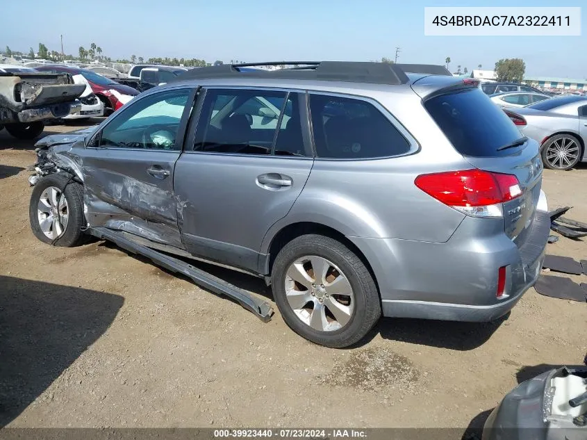 2010 Subaru Outback 3.6R VIN: 4S4BRDAC7A2322411 Lot: 39923440