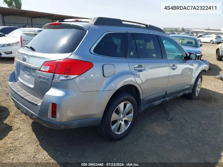 2010 Subaru Outback 3.6R VIN: 4S4BRDAC7A2322411 Lot: 39923440