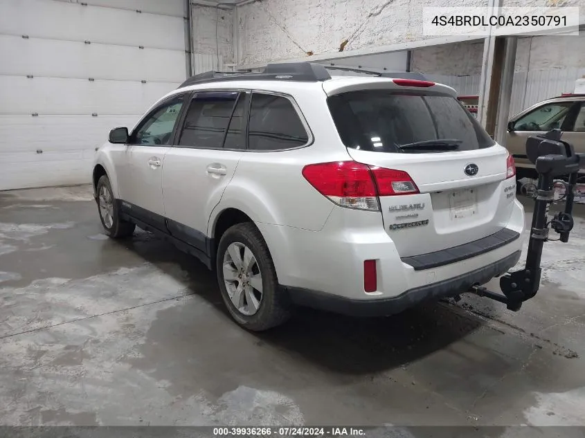 2010 Subaru Outback 3.6R Limited VIN: 4S4BRDLC0A2350791 Lot: 39936266