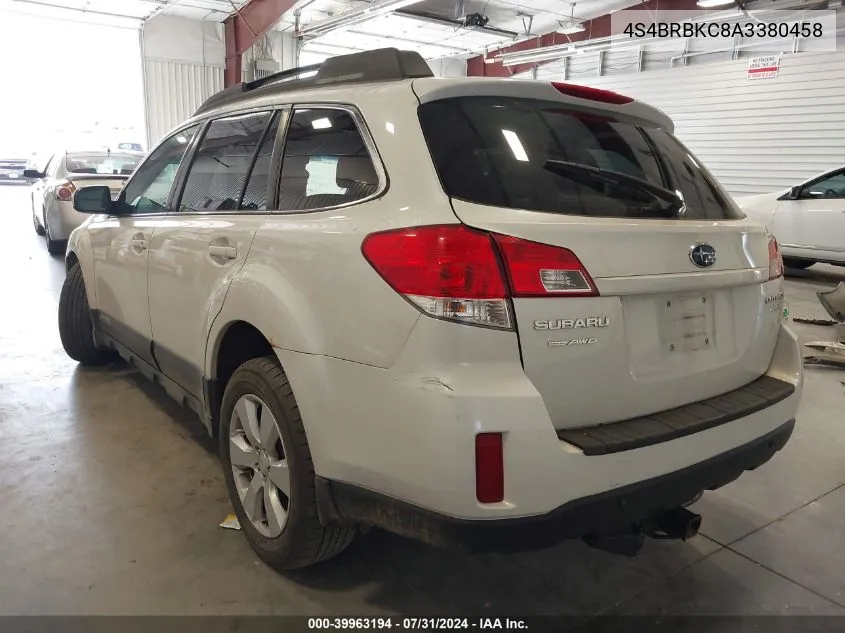 4S4BRBKC8A3380458 2010 Subaru Outback 2.5I Limited