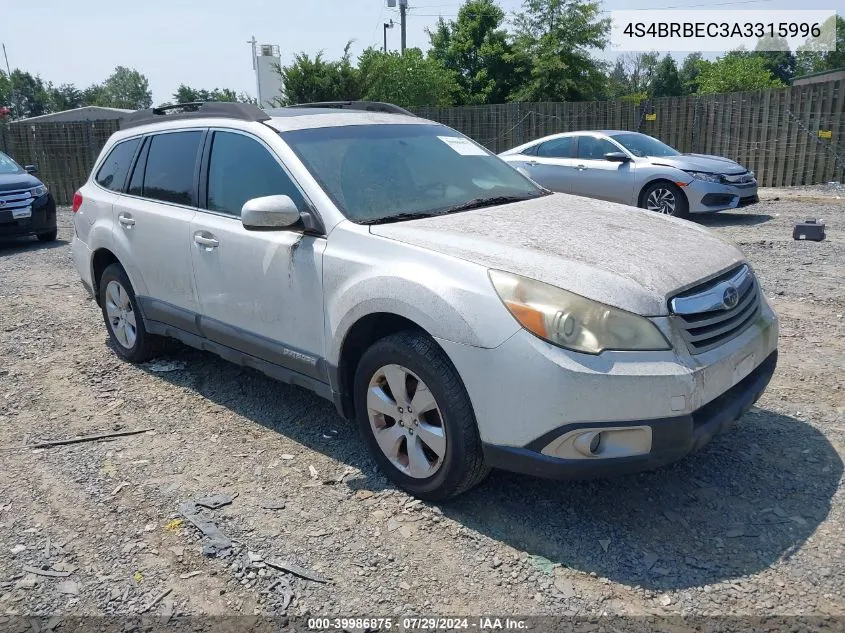 2010 Subaru Outback 2.5I Premium VIN: 4S4BRBEC3A3315996 Lot: 39986875