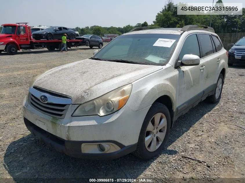 2010 Subaru Outback 2.5I Premium VIN: 4S4BRBEC3A3315996 Lot: 39986875