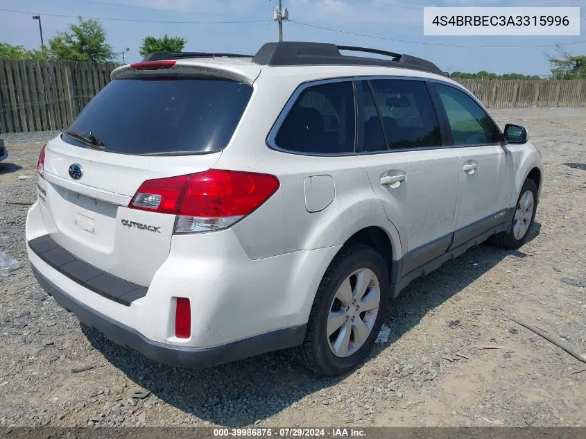 2010 Subaru Outback 2.5I Premium VIN: 4S4BRBEC3A3315996 Lot: 39986875