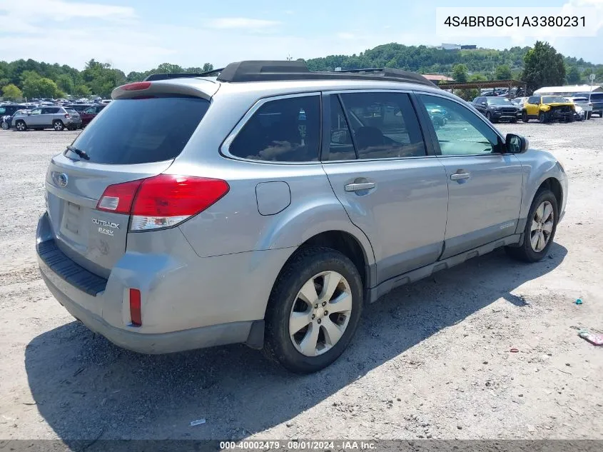 2010 Subaru Outback 2.5I Premium VIN: 4S4BRBGC1A3380231 Lot: 40002479