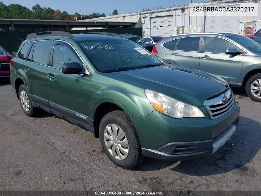 2010 Subaru Outback 2.5I VIN: 4S4BRBAC0A3370217 Lot: 40016480