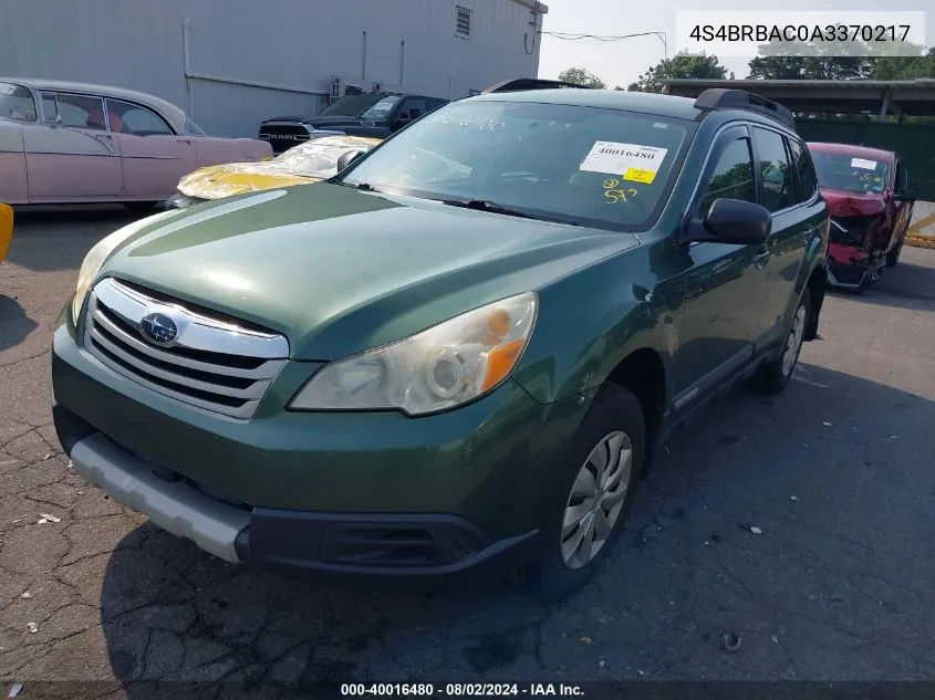 2010 Subaru Outback 2.5I VIN: 4S4BRBAC0A3370217 Lot: 40016480