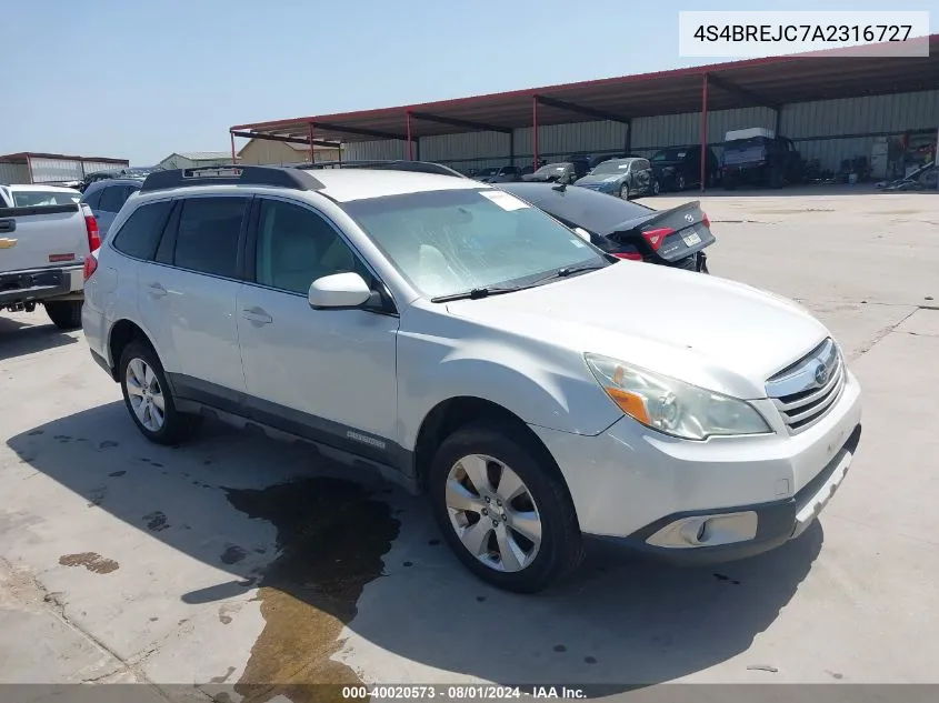 2010 Subaru Outback 3.6R Limited VIN: 4S4BREJC7A2316727 Lot: 40020573