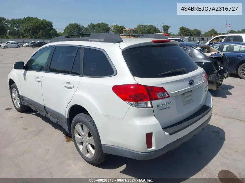 2010 Subaru Outback 3.6R Limited VIN: 4S4BREJC7A2316727 Lot: 40020573