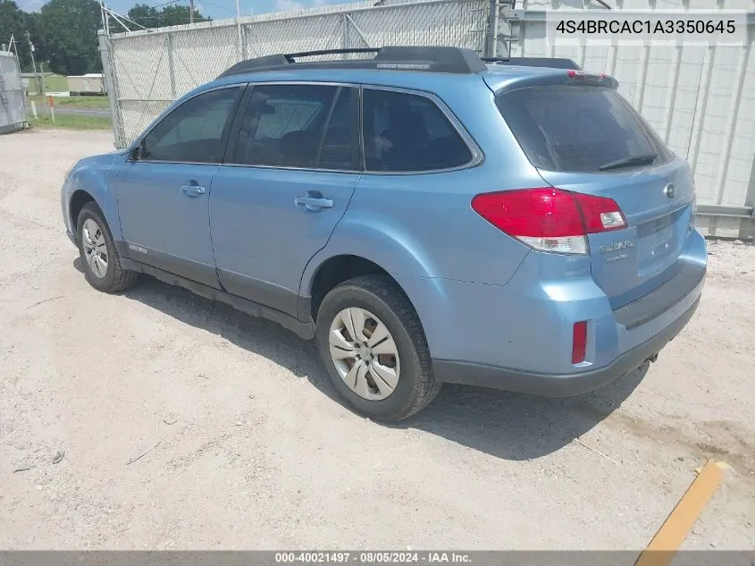 2010 Subaru Outback 2.5I VIN: 4S4BRCAC1A3350645 Lot: 40021497