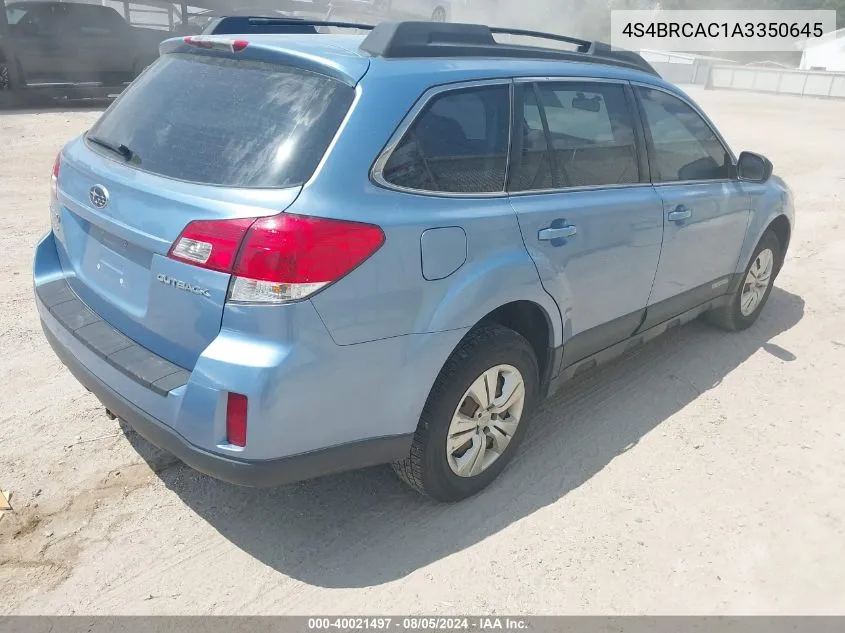 2010 Subaru Outback 2.5I VIN: 4S4BRCAC1A3350645 Lot: 40021497