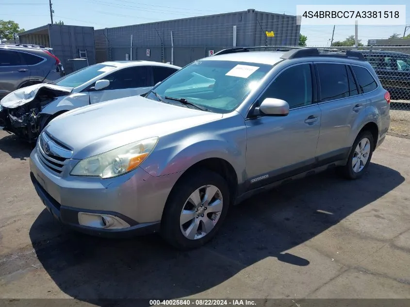 4S4BRBCC7A3381518 2010 Subaru Outback 2.5I Premium