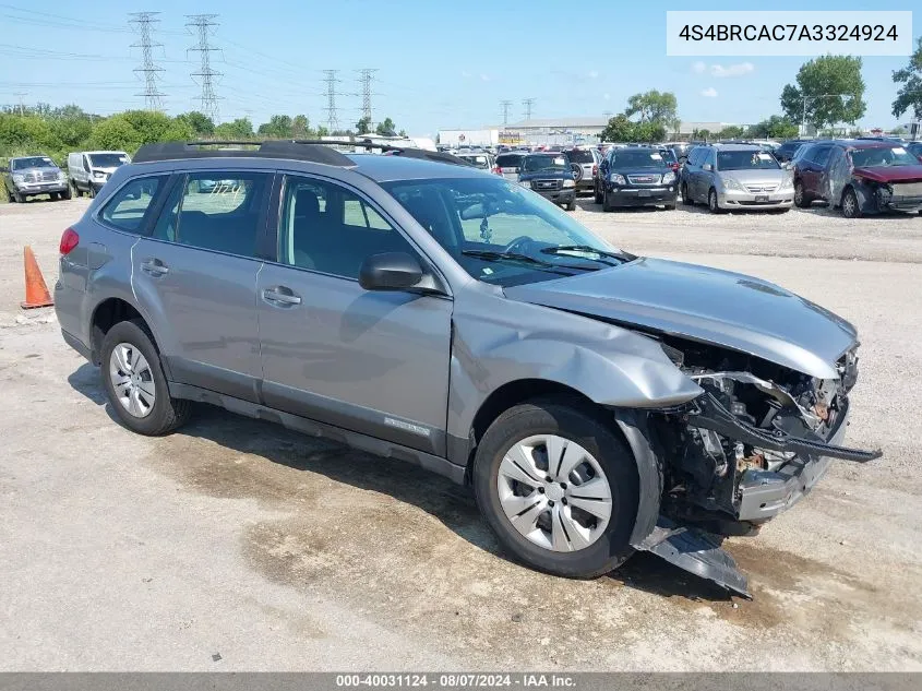 2010 Subaru Outback 2.5I VIN: 4S4BRCAC7A3324924 Lot: 40031124