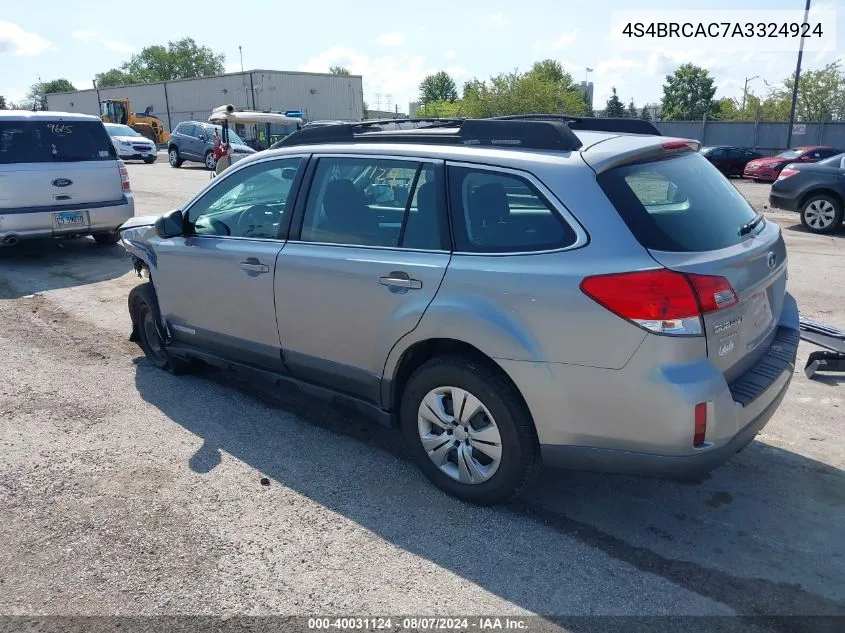 2010 Subaru Outback 2.5I VIN: 4S4BRCAC7A3324924 Lot: 40031124