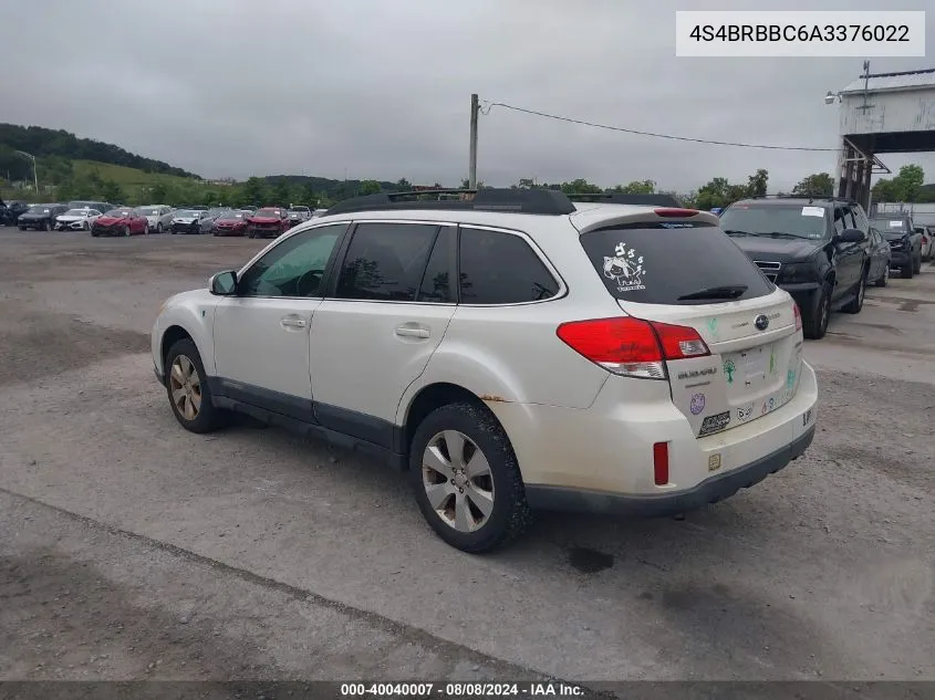 2010 Subaru Outback 2.5I Premium VIN: 4S4BRBBC6A3376022 Lot: 40040007