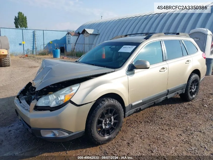 2010 Subaru Outback 2.5I Premium VIN: 4S4BRCFC2A3350386 Lot: 40042833