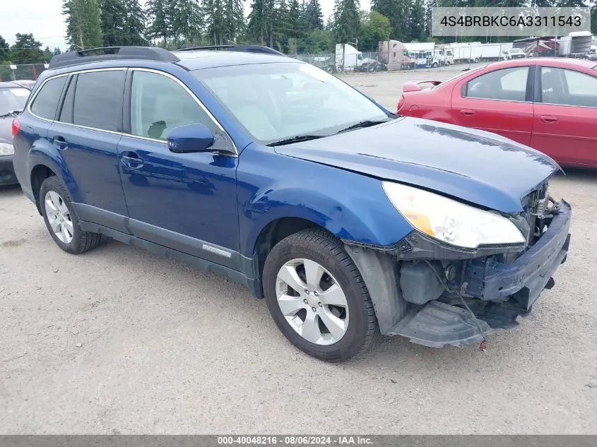 4S4BRBKC6A3311543 2010 Subaru Outback 2.5I Limited