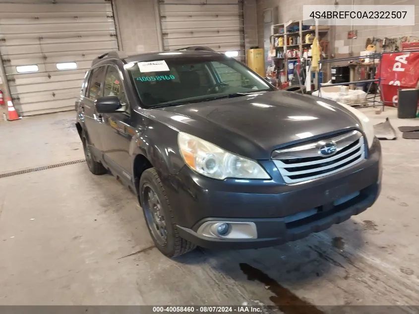 2010 Subaru Outback 3.6R Premium VIN: 4S4BREFC0A2322507 Lot: 40058460