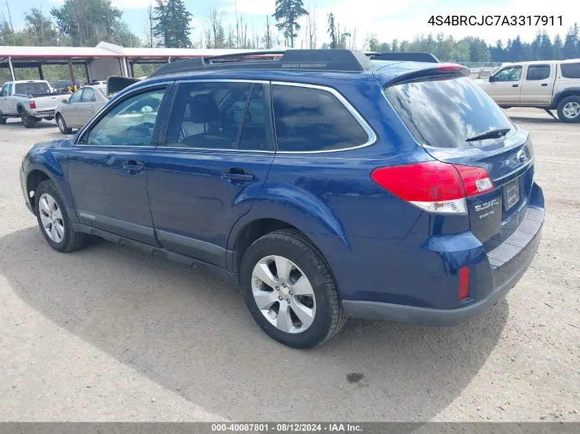 2010 Subaru Outback 2.5I Limited VIN: 4S4BRCJC7A3317911 Lot: 40087801