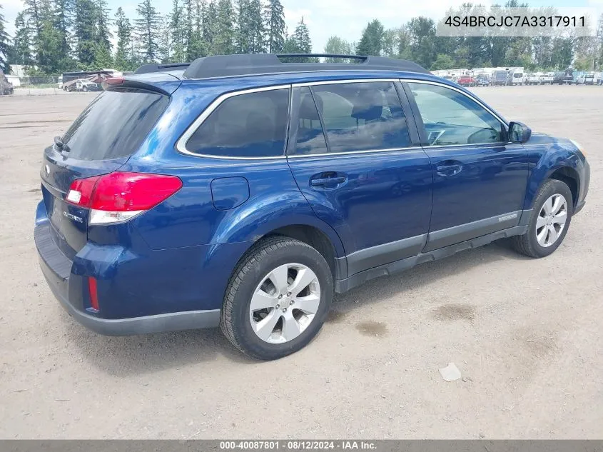 2010 Subaru Outback 2.5I Limited VIN: 4S4BRCJC7A3317911 Lot: 40087801