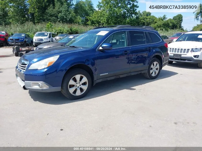 4S4BRBKC7A3385909 2010 Subaru Outback 2.5I Limited