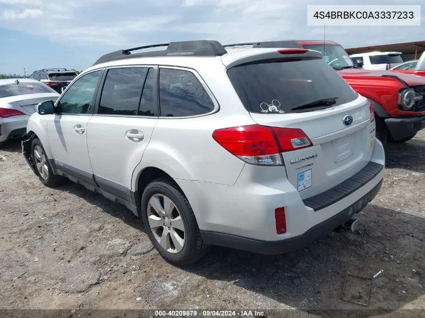 2010 Subaru Outback 2.5I Limited VIN: 4S4BRBKC0A3337233 Lot: 40209879