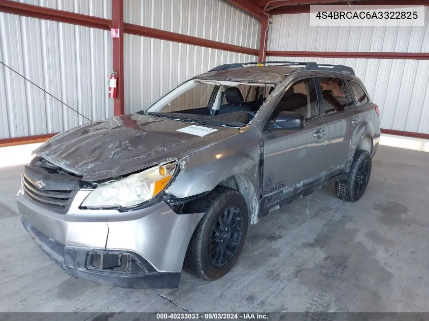 2010 Subaru Outback 2.5I VIN: 4S4BRCAC6A3322825 Lot: 40233033