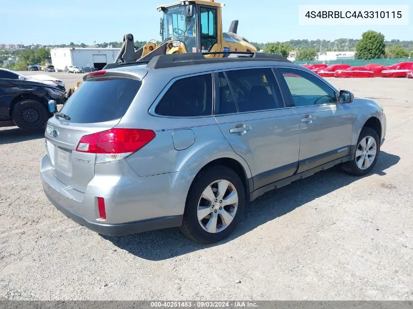 4S4BRBLC4A3310115 2010 Subaru Outback 2.5I Limited