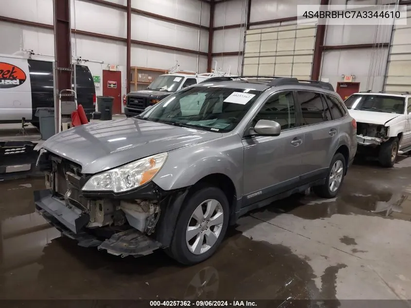 2010 Subaru Outback 2.5I Premium VIN: 4S4BRBHC7A3344610 Lot: 40257362