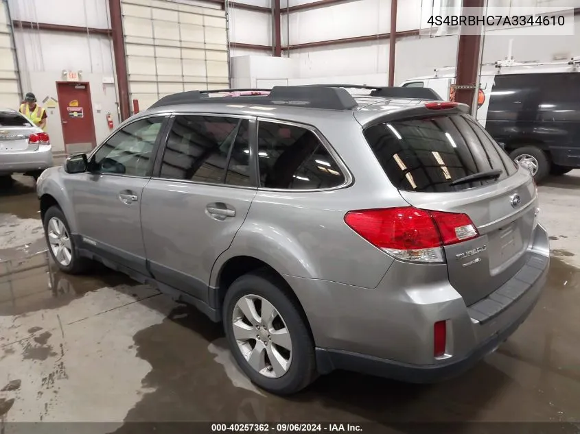 2010 Subaru Outback 2.5I Premium VIN: 4S4BRBHC7A3344610 Lot: 40257362