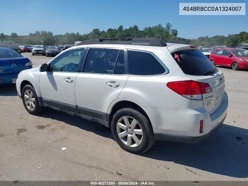 2010 Subaru Outback 2.5I Premium VIN: 4S4BRBCC0A1324007 Lot: 40273285