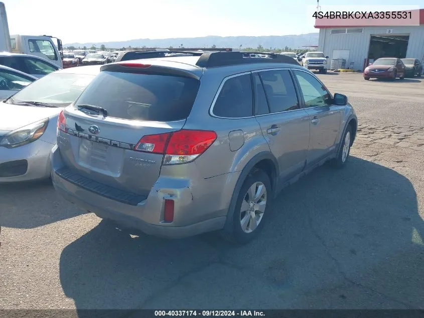 2010 Subaru Outback 2.5I Limited VIN: 4S4BRBKCXA3355531 Lot: 40337174