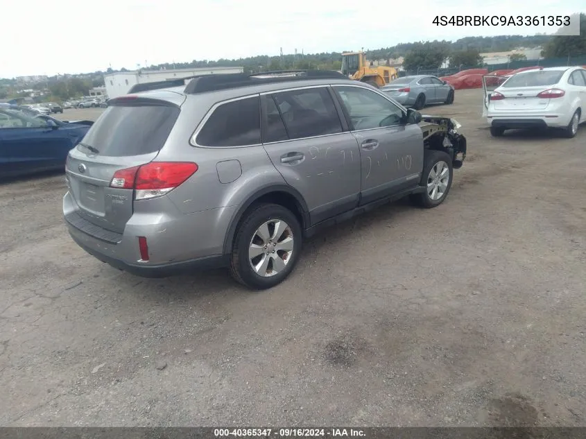 2010 Subaru Outback 2.5I Limited VIN: 4S4BRBKC9A3361353 Lot: 40365347