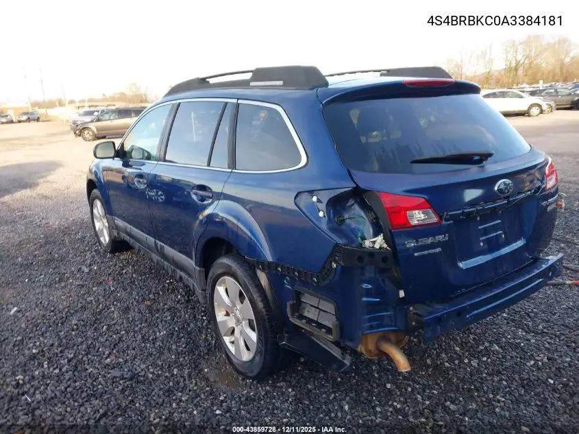 4S4BRBKC0A3384181 2010 Subaru Outback 2.5I Limited