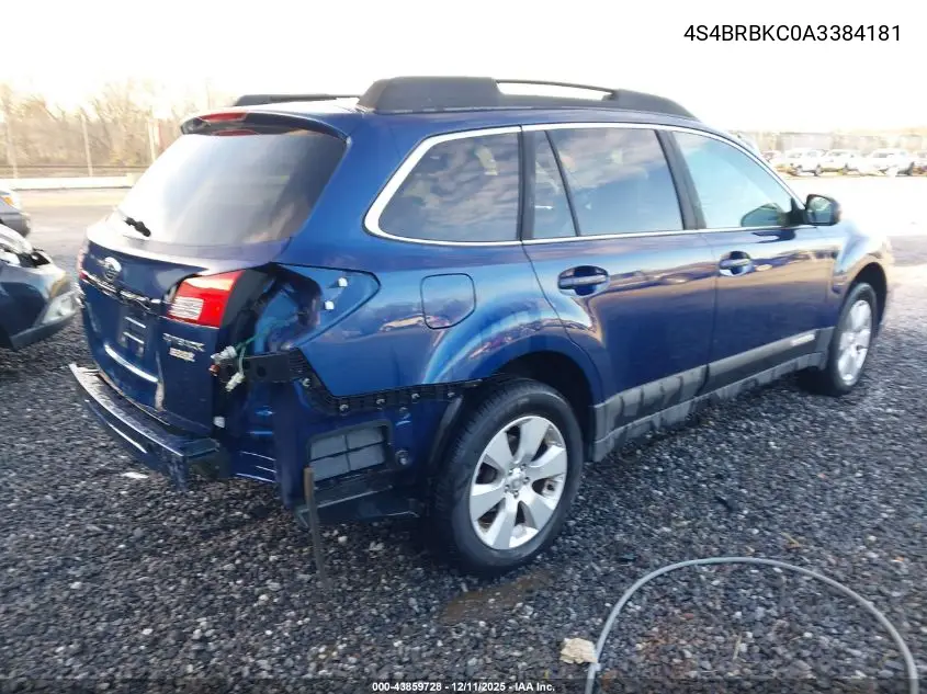 4S4BRBKC0A3384181 2010 Subaru Outback 2.5I Limited