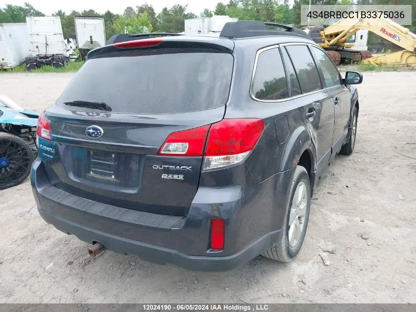 2011 Subaru Outback 2.5I Premium VIN: 4S4BRBCC1B3375036 Lot: 12024190