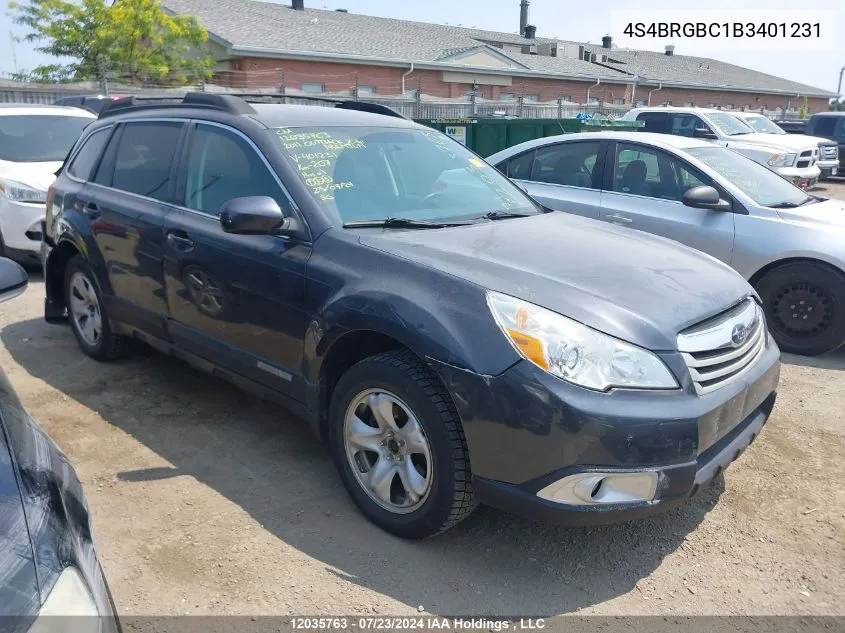 2011 Subaru Outback 2.5I Premium VIN: 4S4BRGBC1B3401231 Lot: 12035763