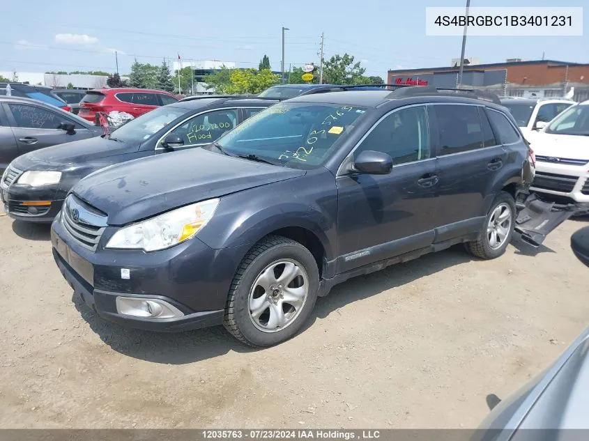 2011 Subaru Outback 2.5I Premium VIN: 4S4BRGBC1B3401231 Lot: 12035763