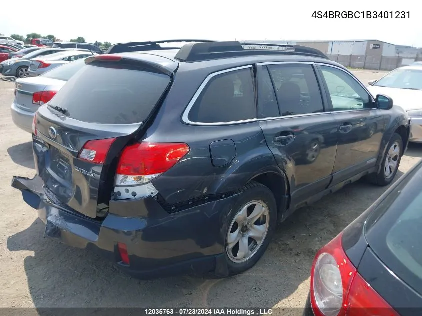 4S4BRGBC1B3401231 2011 Subaru Outback 2.5I Premium