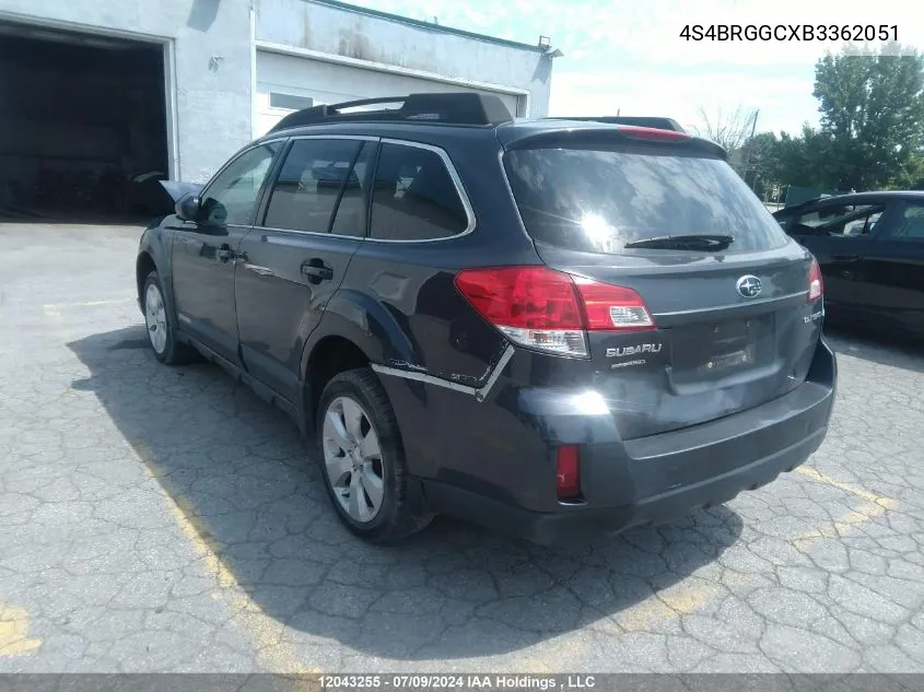 2011 Subaru Outback 2.5I Premium VIN: 4S4BRGGCXB3362051 Lot: 12043255