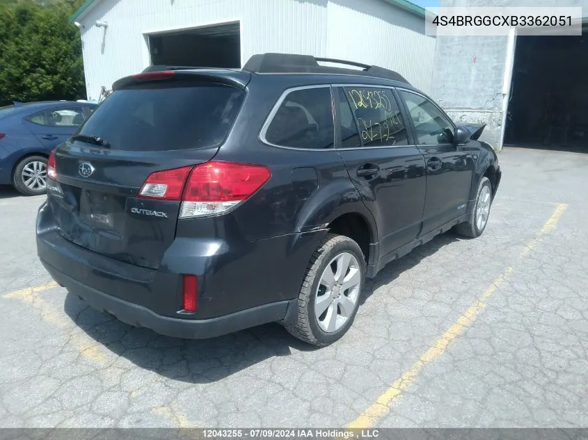 2011 Subaru Outback 2.5I Premium VIN: 4S4BRGGCXB3362051 Lot: 12043255