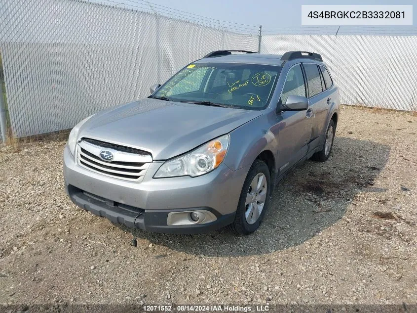 2011 Subaru Outback 2.5I Limited VIN: 4S4BRGKC2B3332081 Lot: 12071552