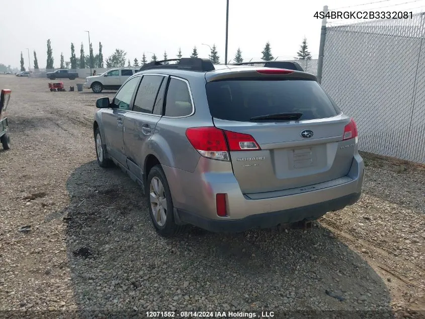 2011 Subaru Outback 2.5I Limited VIN: 4S4BRGKC2B3332081 Lot: 12071552