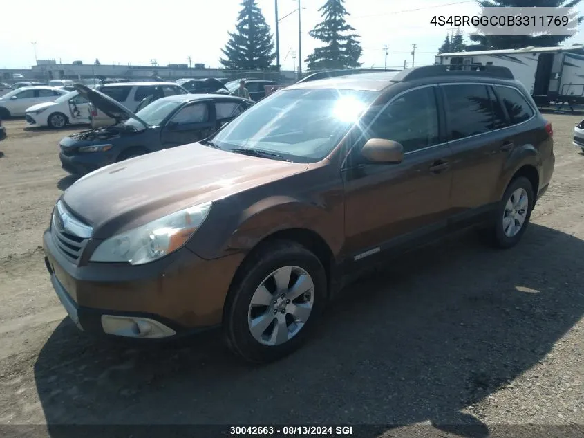 2011 Subaru Outback 2.5I Premium VIN: 4S4BRGGC0B3311769 Lot: 30042663