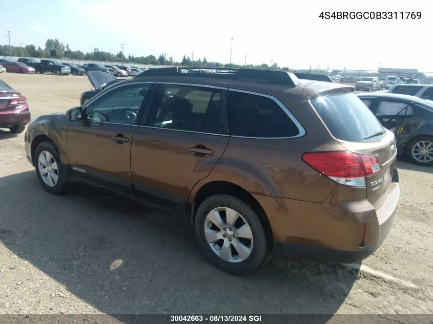 4S4BRGGC0B3311769 2011 Subaru Outback 2.5I Premium