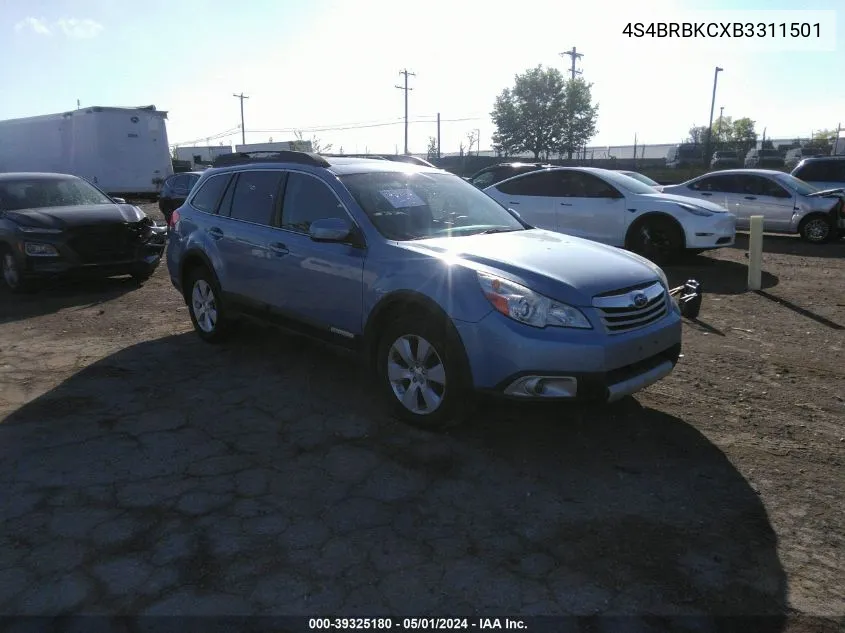 2011 Subaru Outback 2.5I Limited VIN: 4S4BRBKCXB3311501 Lot: 39325180