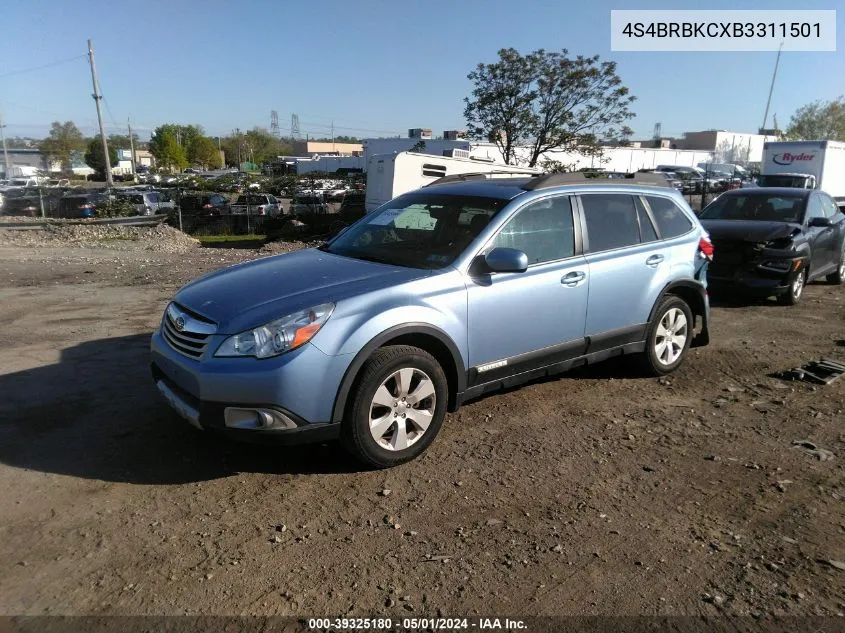 2011 Subaru Outback 2.5I Limited VIN: 4S4BRBKCXB3311501 Lot: 39325180